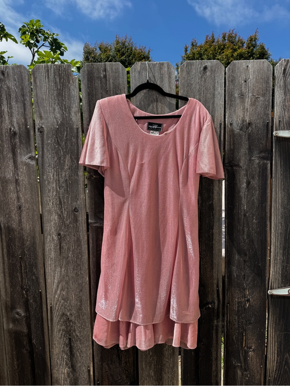 Vintage Shimmery Pink Short Sleeve Mini Dress